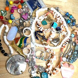 Jewelry Lot Bundle Beach Coastal Vacation Shell Ocean Themed - Exact Lot Shown